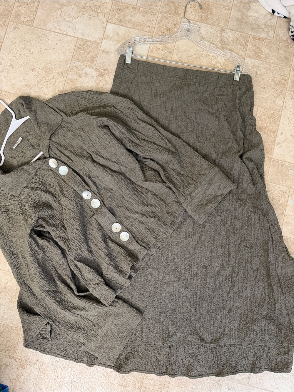 Habitat Olive Textured A-Line Maxi Skirt and Top